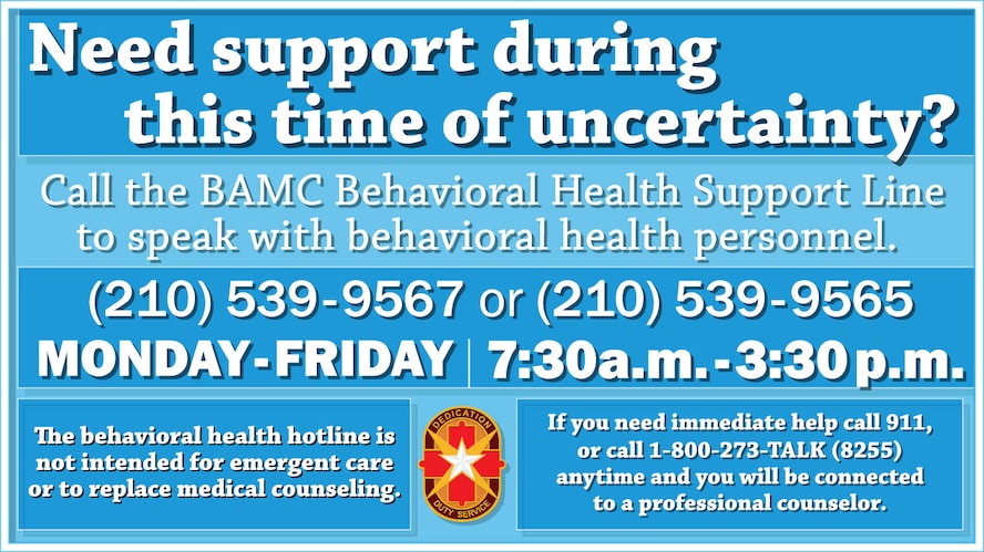 Mental health specialists, chaplains and counselors throughout Joint Base San Antonio are utilizing technology and finding resourceful ways to keep in touch with their clients who seek counseling and guidance during this time of social distancing.