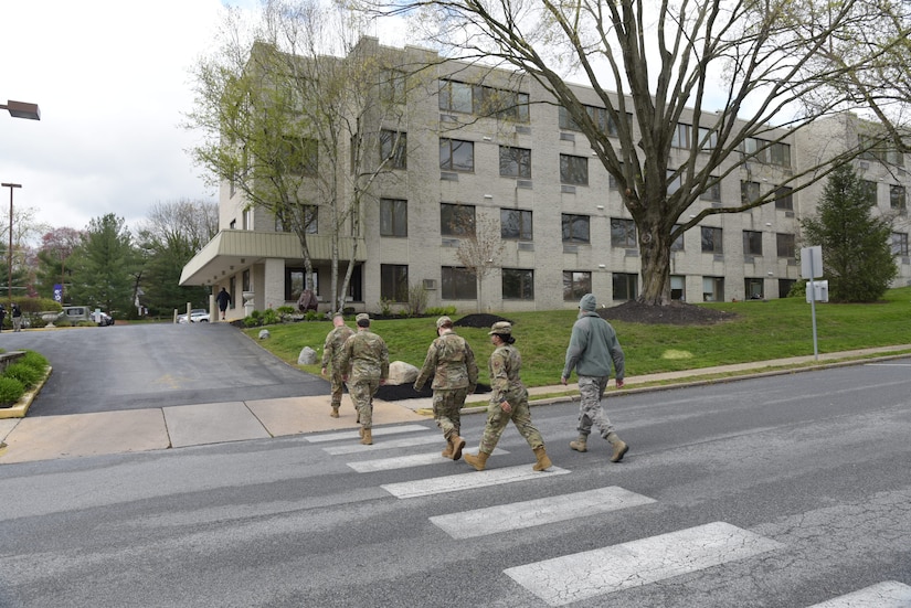 Guardsmen arrive at Broomall Rehabilitation and Nursing Center to assist in current staffing shortages