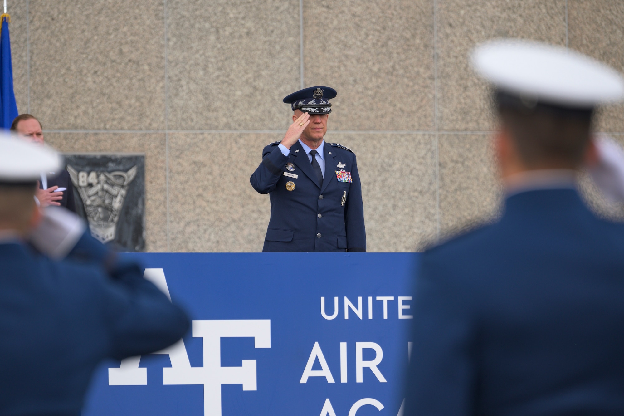 Gen. John W. “Jay” Raymond, Chief of Space Operations, administers the U.S. Space Force Oath of Office to the Eighty-Six Space Force Cadets during the U.S. Air Force Academy Class of 2020 graduation at the Air Force Academy in Colorado Springs, Colo.