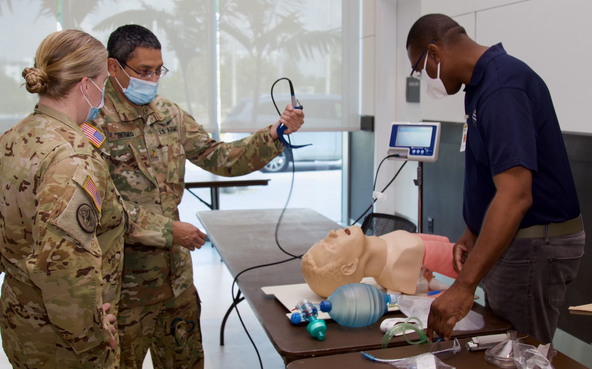 Florida Guard doctors, nurses and medics joined Florida International University (FIU) at the Miami Beach Convention Center (MCC) to conduct refresher training in preparation to staff the MBCC in the event the space is needed for the COVID-19 response. Federal, state and local partnerships are coming together to combat the COVID-19 virus.