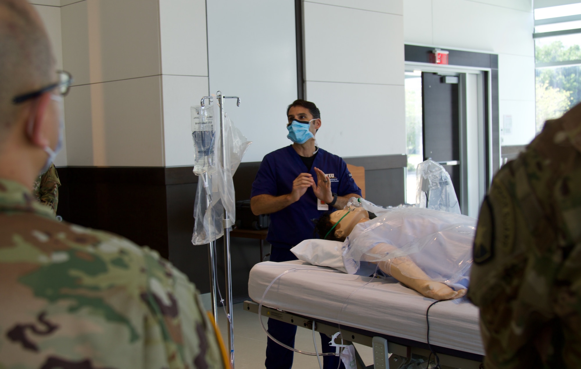 Florida Guard doctors, nurses and medics joined Florida International University (FIU) at the Miami Beach Convention Center (MCC) to conduct refresher training in preparation to staff the MBCC in the event the space is needed for the COVID-19 response. Federal, state and local partnerships are coming together to combat the COVID-19 virus.