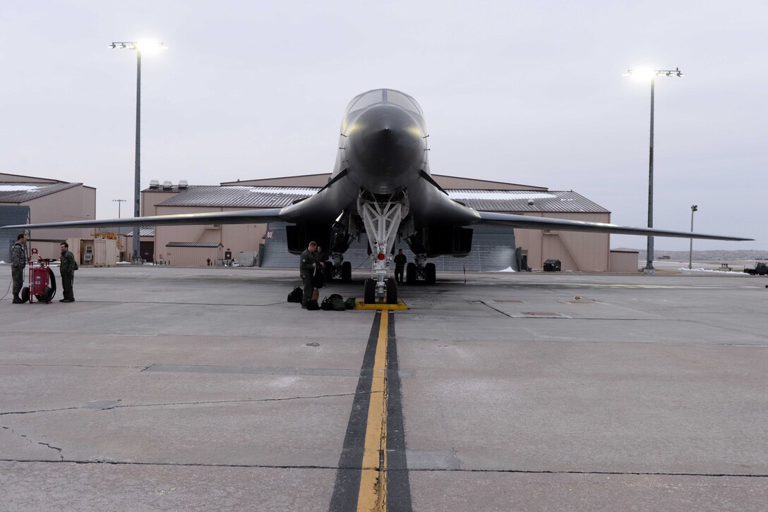 B-1B Lancer on flight line