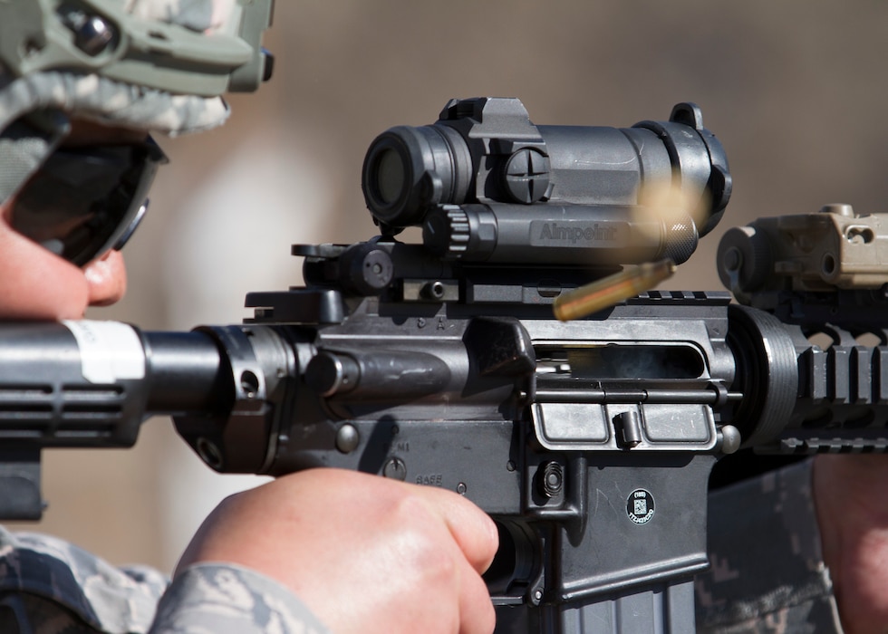 Members of the 151st Security Forces Squadron conduct M4 rifle and M9 pistol training at Camp Williams, Utah on April 24, 2019.