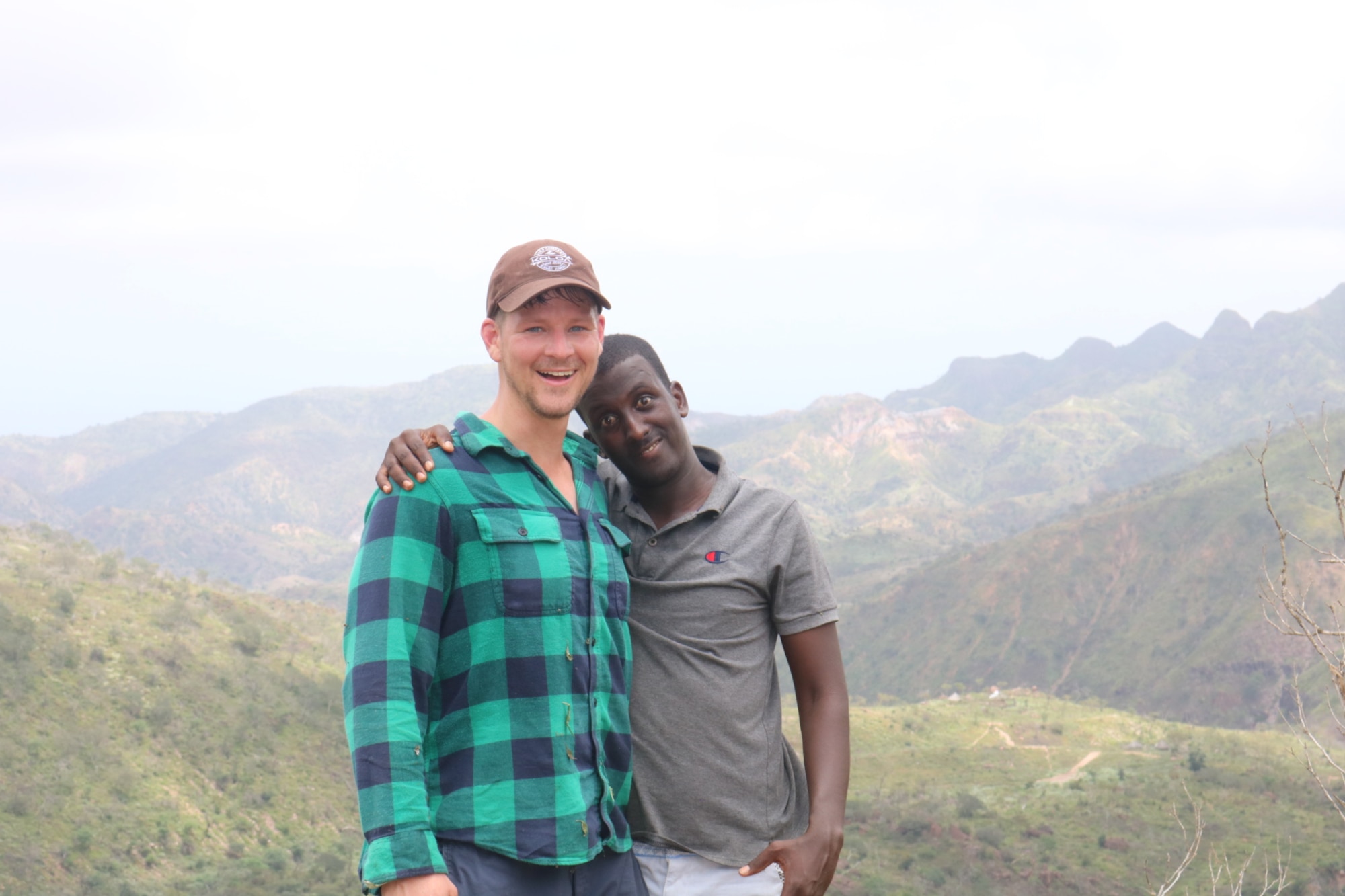 1st Lt. Will Boss, Air Force wildlife ecologist, takes a photo with his guide Mohammad while participating in a wildlife assessment in the Horn of Africa nation of Djibouti in March 2020.