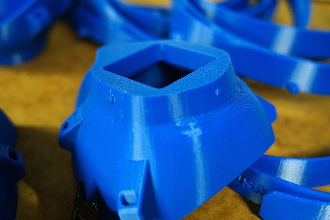 A 3D printed prototype is displayed on Joint Base Pearl Harbor-Hickam, Hawaii, Apr. 3, 2020. The 15th Wing is using 3D printers to develop face shields to reduce the effects of a current
personal protective equipment shortage as a result of the COVID-19 pandemic. (U.S. Air Force photo by Airman 1st Class Erin Baxter)