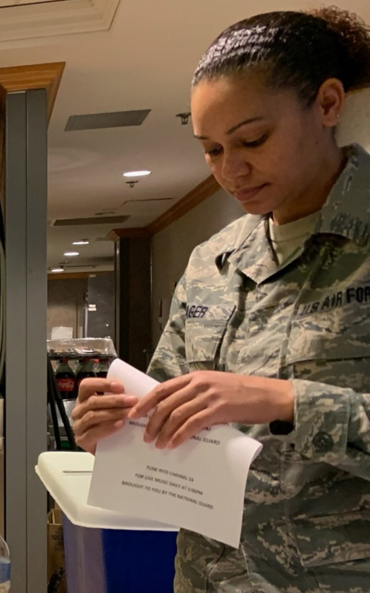 More than 50 members of the 104th Fighter Wing, Barnes Air National Guard Base, Mass., are on orders and leading the way to help the Commonwealth in response to the COVID-19 pandemic. Technical Sgt. Felecia Yager, a personnelist in the 104th Force Support Squadron, has been put on orders and is at the forefront of the mission, looking out for her fellow Airmen to make sure they are good to go, administratively. (Courtesy photo)