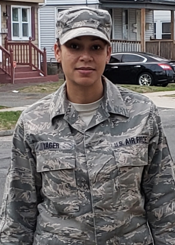 More than 50 members of the 104th Fighter Wing, Barnes Air National Guard Base, Mass., are on orders and leading the way to help the Commonwealth in response to the COVID-19 pandemic. Technical Sgt. Felecia Yager, a personnelist in the 104th Force Support Squadron, has been put on orders and is at the forefront of the mission, looking out for her fellow Airmen to make sure they are good to go, administratively. (Courtesy photo)