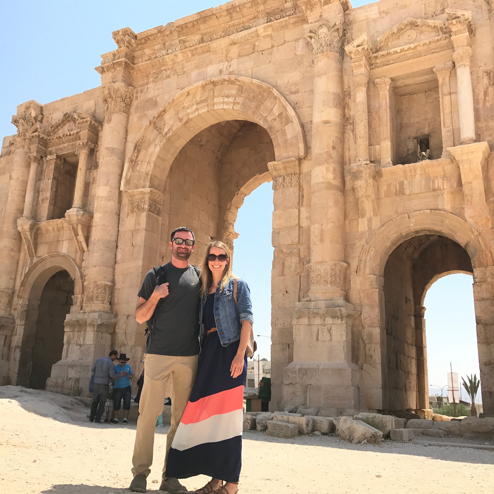 Capt Jennie Seibert and a fellow LEAP scholar at the Arch of Hadrian in Jordan. Photo compliments of Capt Seibert.