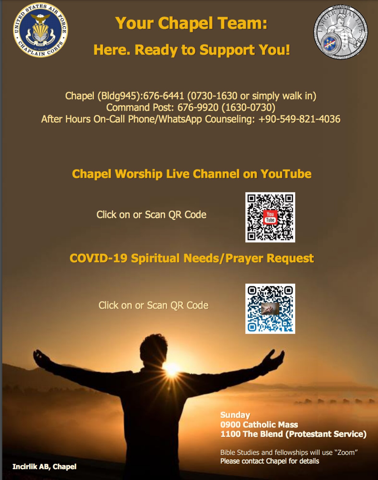 The Disaster Mental Health team at Incirlik Air Base consists of mental health, chaplains and resilience trainers that offer psychological first aid to members who are in need. The DMH team members are also available to provide brief counseling and education to victims which will not be recorded. (Courtesy graphic)