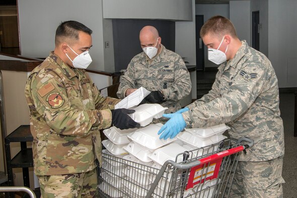 Colorado Air National Guard aircraft structural maintenance mechanic, put together lunch meals for guests at a hotel in Denver