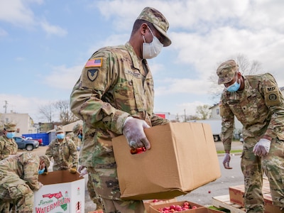 Maryland Army National Guard chaplains organized a COVID-19 response team to help the nonprofit City of Refuge Baltimore distribute food to members of the Baltimore community March 26, 2020.