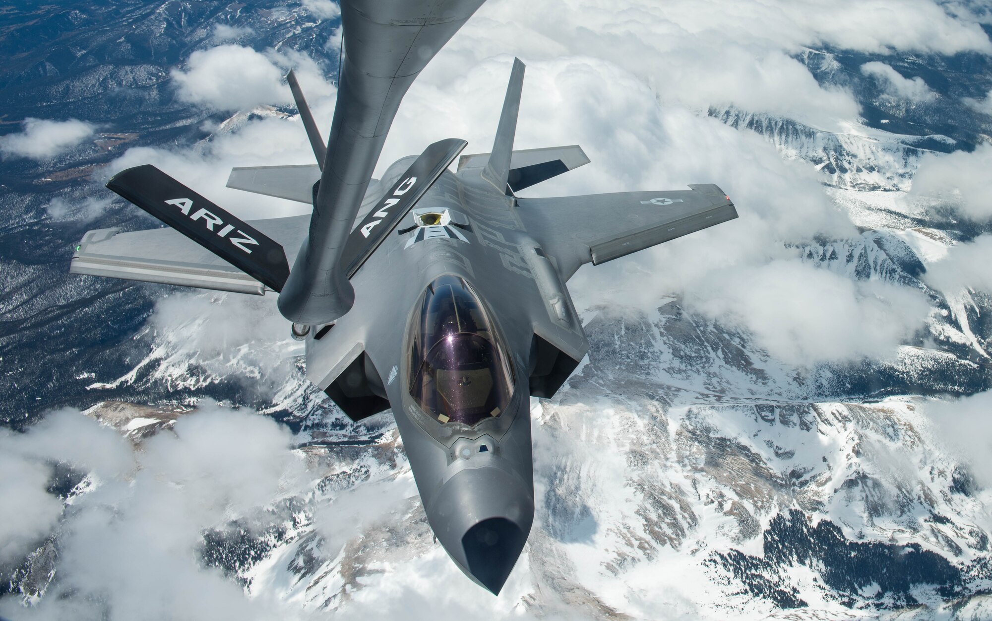 Luke F-35s refuel en route to USAFA flyover