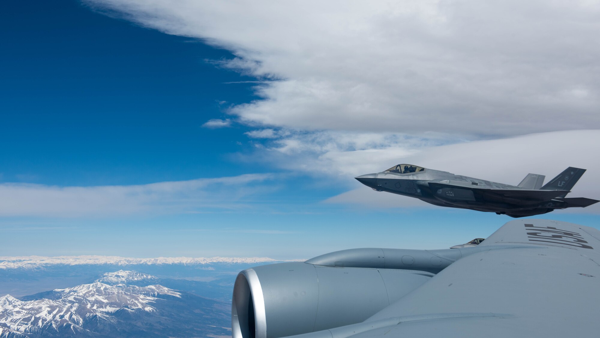 Luke F-35s refuel en route to USAFA flyover