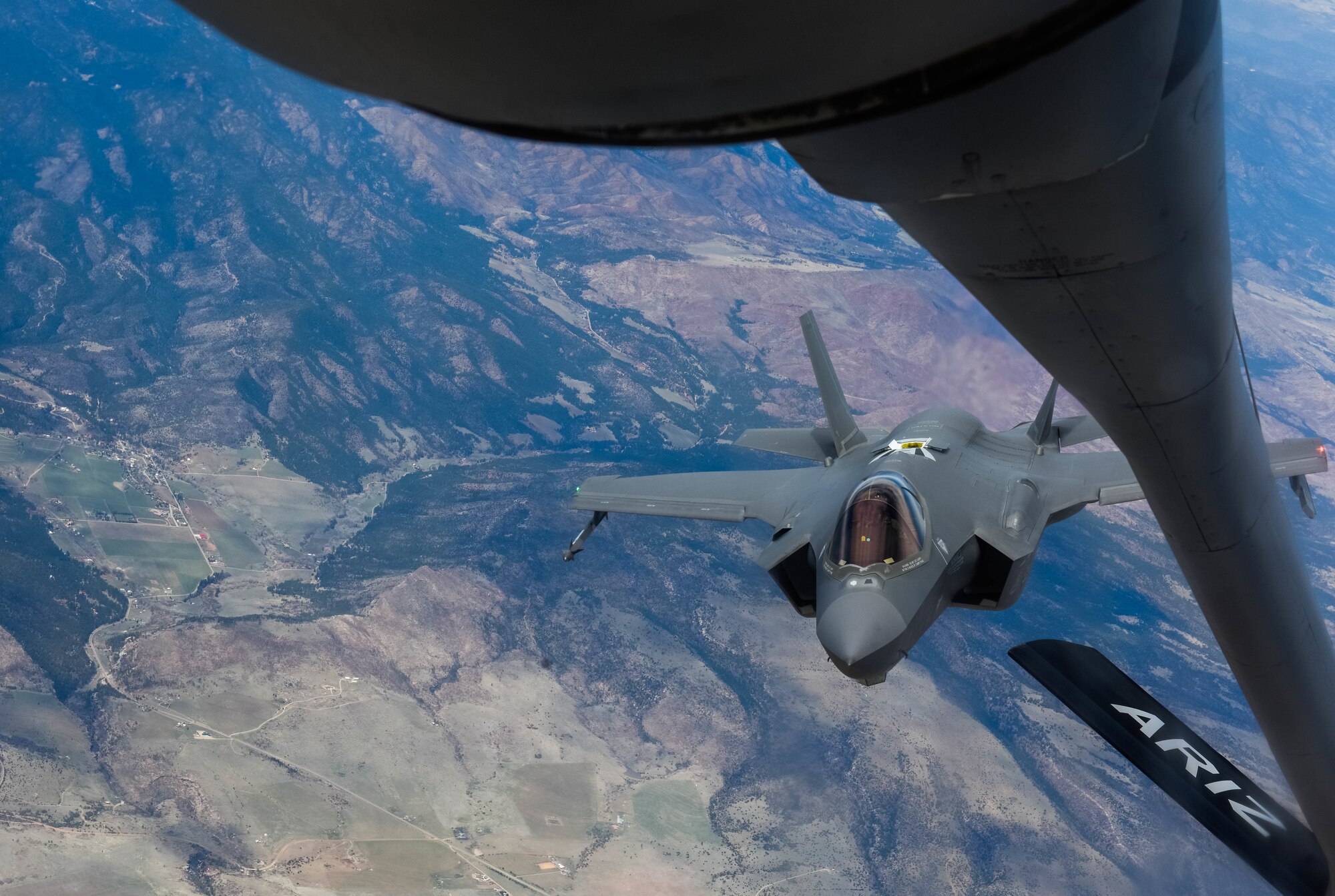 Luke F-35s refuel en route to USAFA flyover