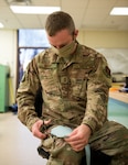 U.S. Air Force Airmen from the 133rd Operation Support Squadron’s aircrew flight equipment shop, Minnesota National Guard, make masks for base personnel in St. Paul Apr. 8, 2020.