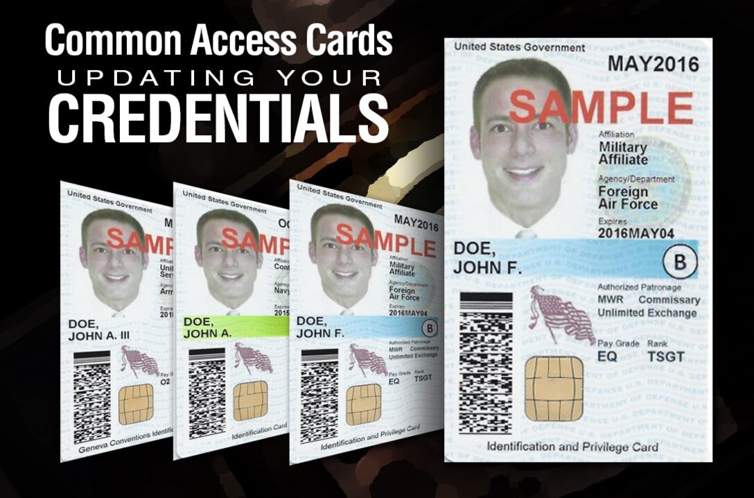 Graphic with CAC and "Common Access Cards - Updating your credentials"