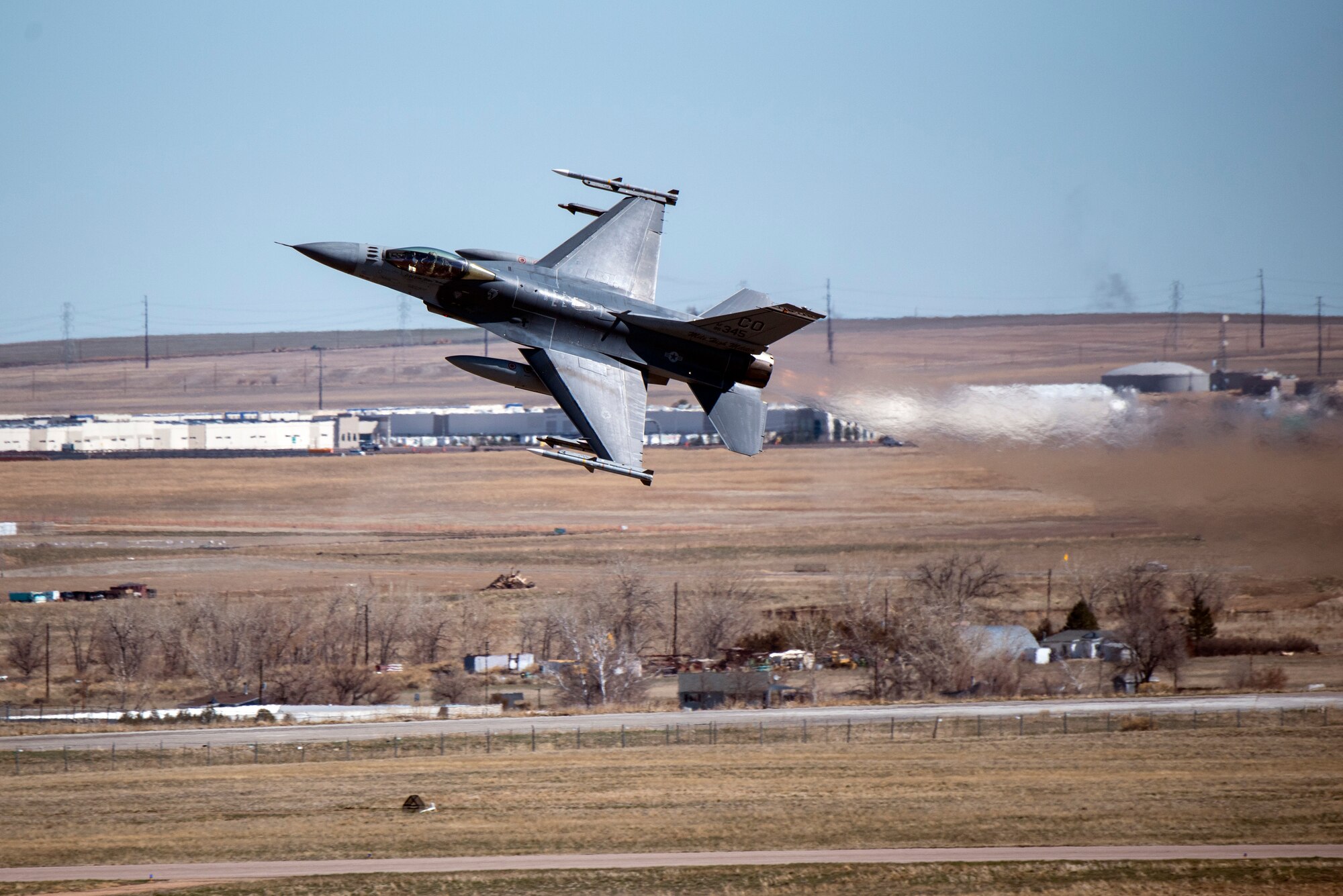 F-16 taking off over Buckley AFB