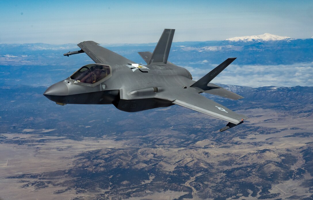 An F-35A Lightning II assigned to the 56th Fighter Wing at Luke Air Force Base, Ariz., flies over Colorado April 17, 2020.