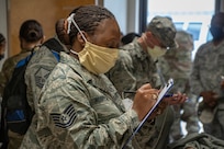 Airman fills out paperwork