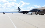 A B-1B Lancer is towed to a parking spot on the apron of the airfield at Ellsworth Air Force Base, S.D., April 22, 2020.
