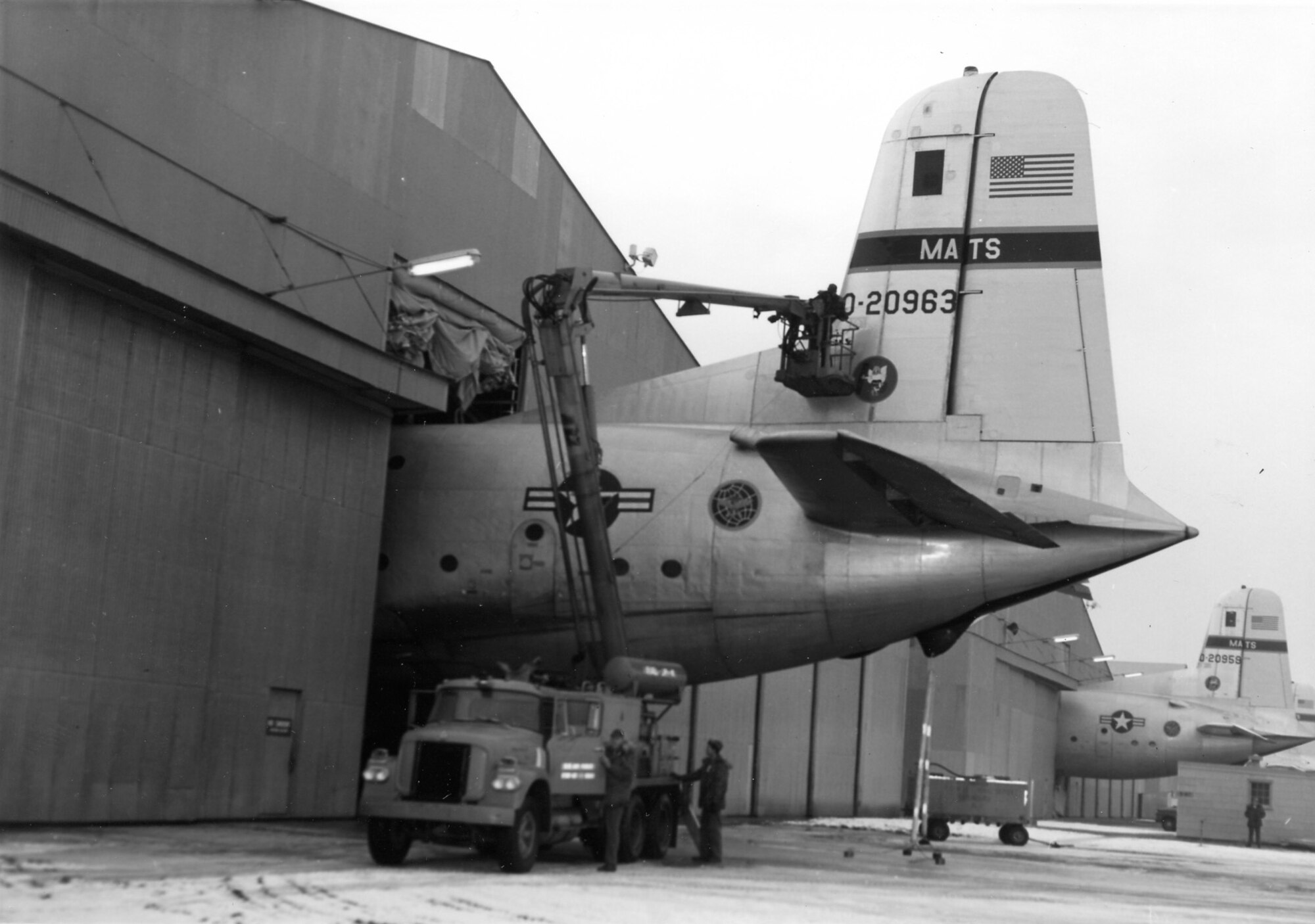 The 28th Military Airlift Squadron’s C-124s received maintenance in nose dock facilities at Hill AFB.