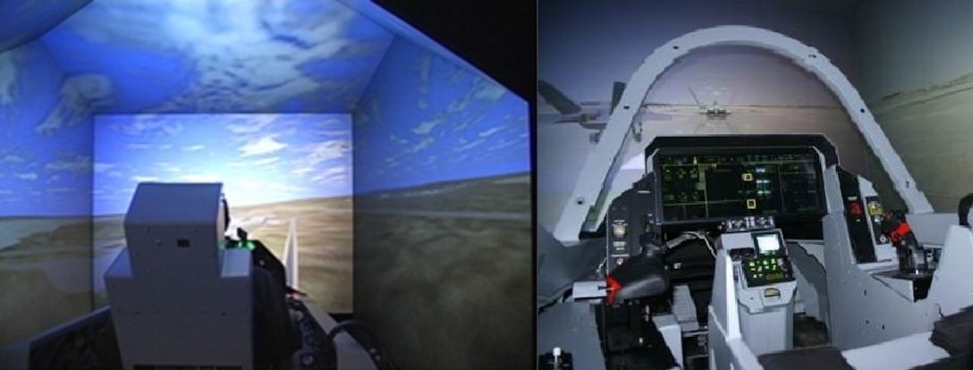 Flight simulators have helped the 772nd Test Squadron provide test capabilities to the F-35 Integrated Test Force at Edwards Air Force Base, California. Simulators provide engineers a safe testing environment while mitigating the spread of the COVID-19 coronavirus. (Air Force photo illustration courtesy of 772nd Test Squadron)