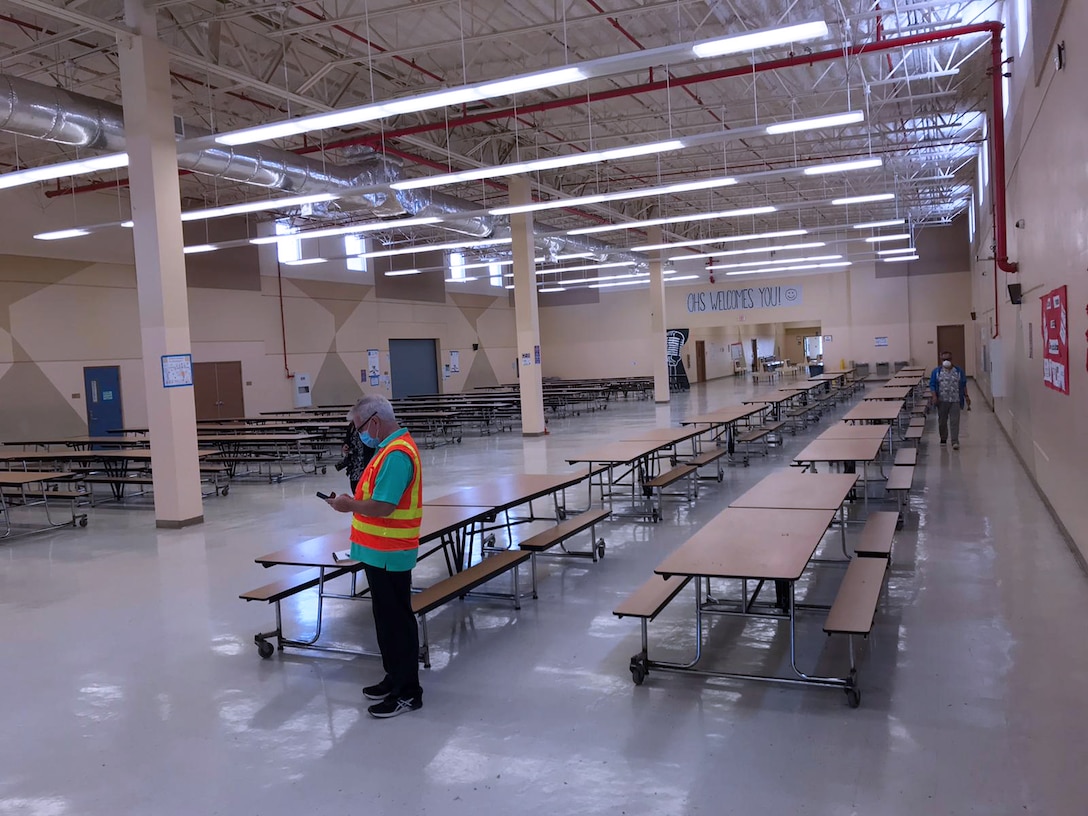 USACE-Honolulu District, the government of Guam, FEMA, NAVFAC Marianas, U.S. Department Health and Human Services, and 18th MEDCOM conducted a site assessment April 22 of Okkodo High School  in Dededofor potential future use as an Alternate Care Facility.