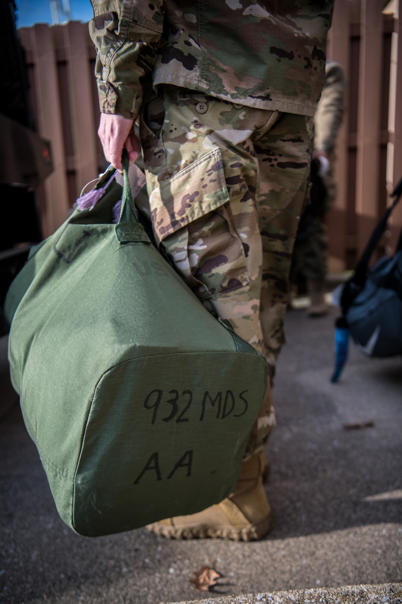 Medical personnel from the 932nd Airlift Wing deploy in support of the COVID-19 relief efforts in New York, April 22, 2020, Scott Air Force Base, Illinois . These members are nurses, medical technicians and radiologists, who volunteered to reply with less than a two day notice.  (Air Force photo by Christopher Parr)