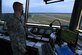 Staff Sgt. Glen Simmons, 14th Operations Support Squadron Air Traffic controller, keeps track of aircraft in and out of the airspace April 22, 2020, on Columbus Air Force Base, Miss. Tower personnel are responsible for ensuring the safe and orderly control of aircraft on the airfield and in the immediate surrounding airspace. (U.S. Air Force photo by Airman 1st Class Jake Jacobsen)