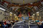 Americans onboard a C-17 Globemaster III assigned to the 172nd Airlift Wing, Mississippi Air National Guard, en route back to the United States. The aircrew returned 90 Americans from Panama and Bogota, Colombia, to Florida April 1-2, 2020.