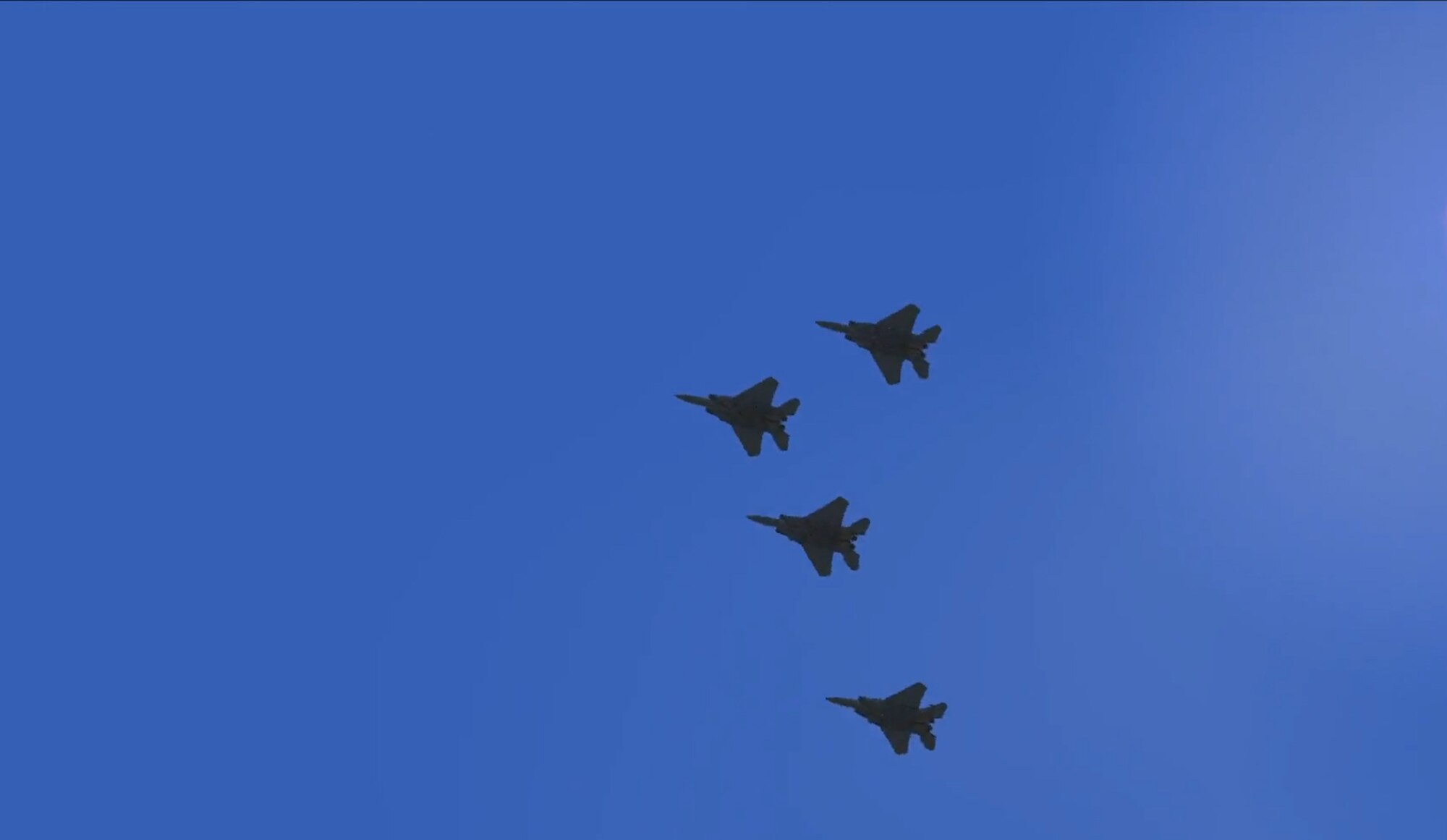 A view of a four aircraft formation during a Virtulal Reality flyover during the iRacing NASCAR Pro Invitational hosted by the Richmond Raceway April 20, 2020.