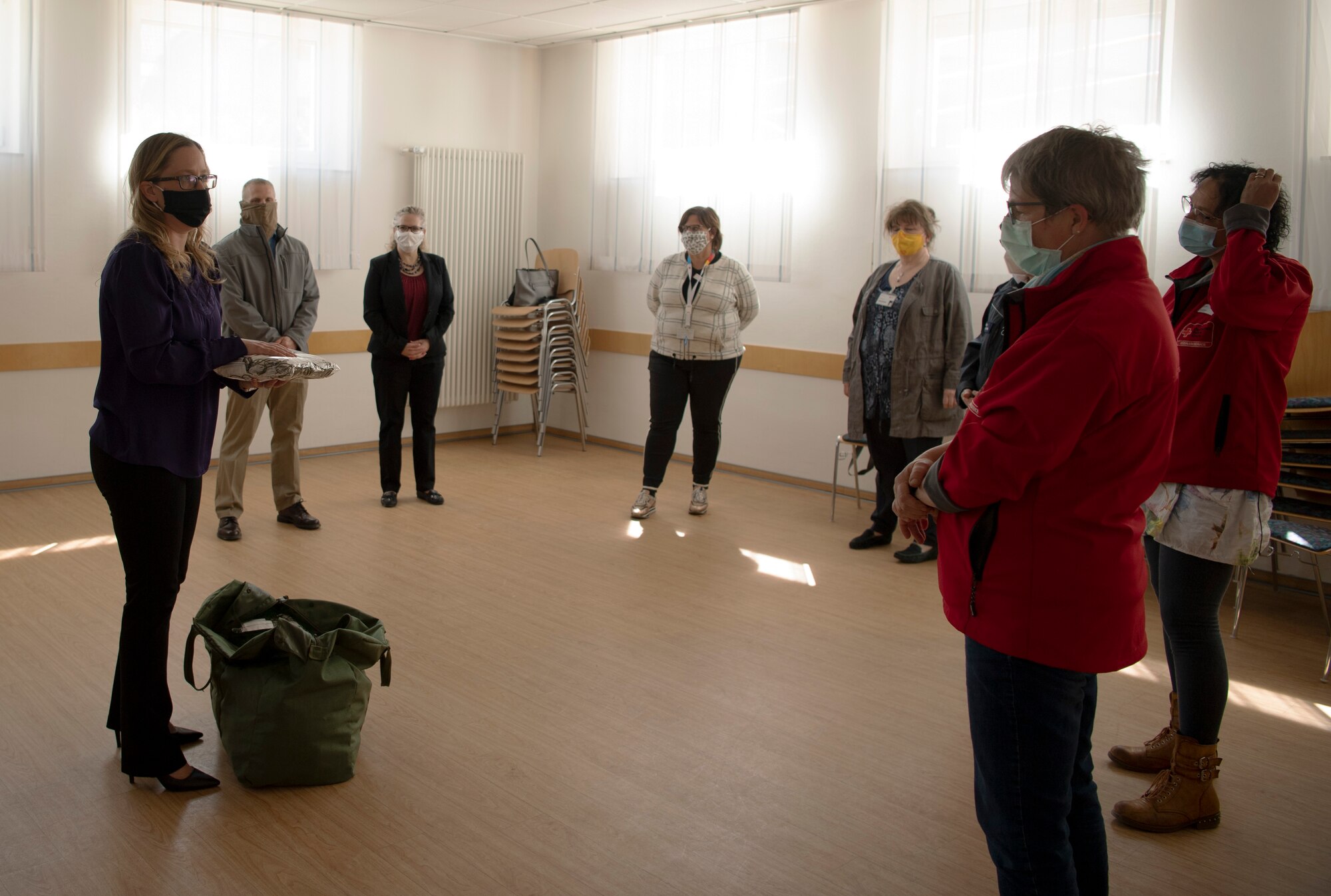Members from the 52nd FW teamed up with the German Red Cross to donate 500 face masks for local community members in an effort to stop the spread of COVID-19