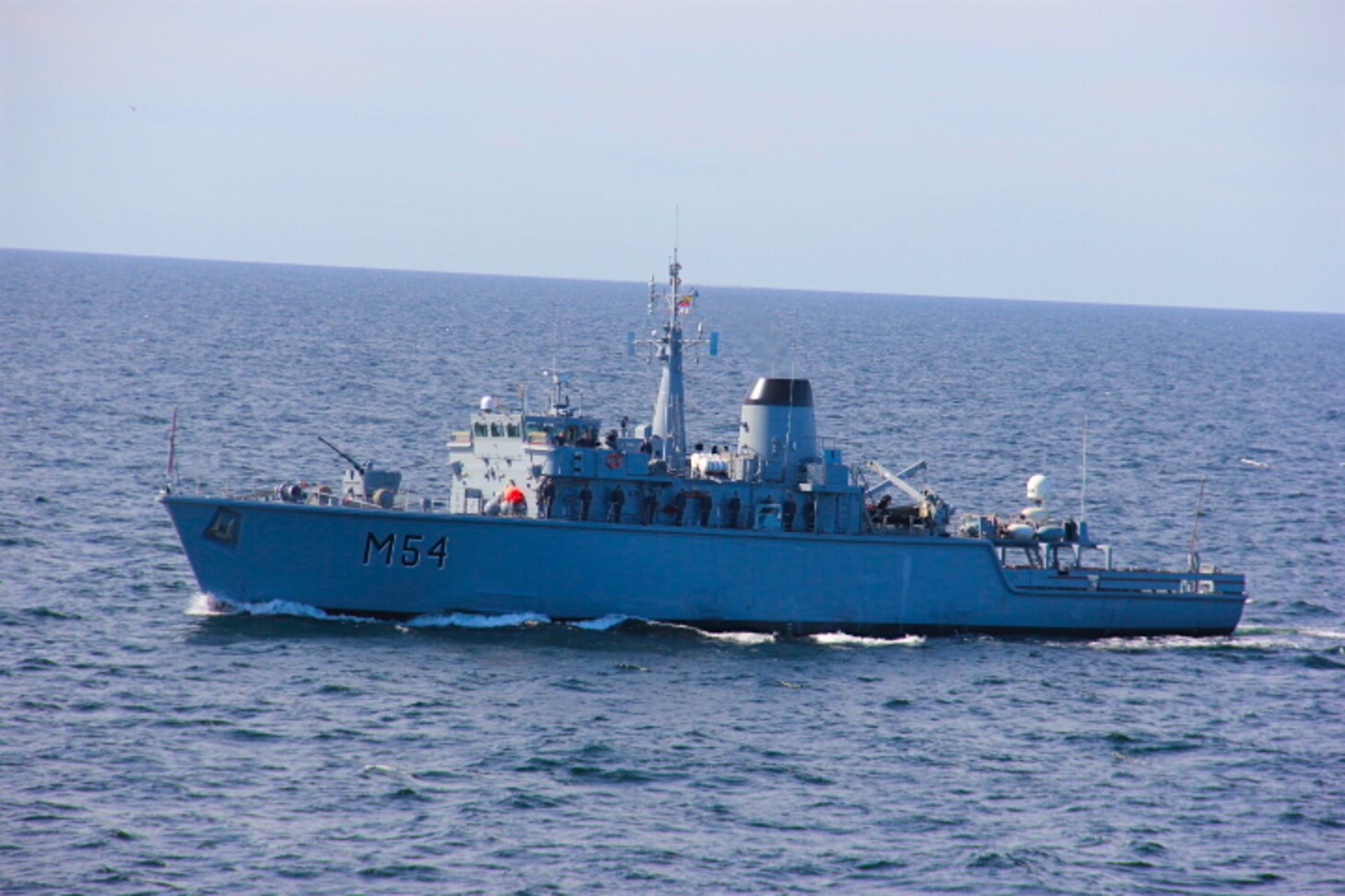 The Arleigh Burke-class guided missile destroyer USS Donald Cook (DDG 75) conducts a passing exercise (PASSEX) with Lithuanian minesweeper LNS Kursis (M54), April 18, 2020.