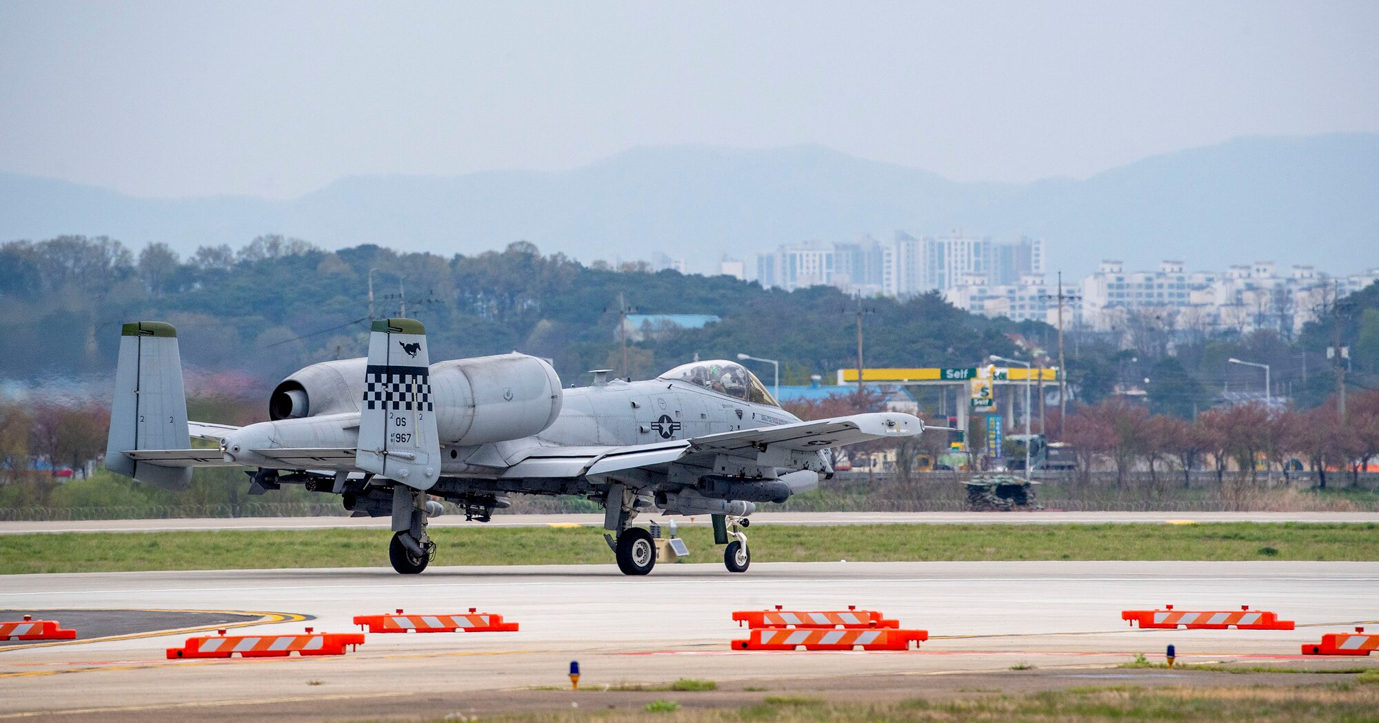 A 25th Fighter Squadron A-10C Thunderbolt II pilot taxis the runway prior to takeoff April 20, 2020, at Osan Air Base, Republic of Korea. Amid the COVID-19 global pandemic, the 25th FS follows the United States Forces-Korea’s health protection control measures to preserve their mission capabilities while maintaining a high state of readiness to protect the ROK. (U.S. Air Force photo by Senior Airman Darien Perez)