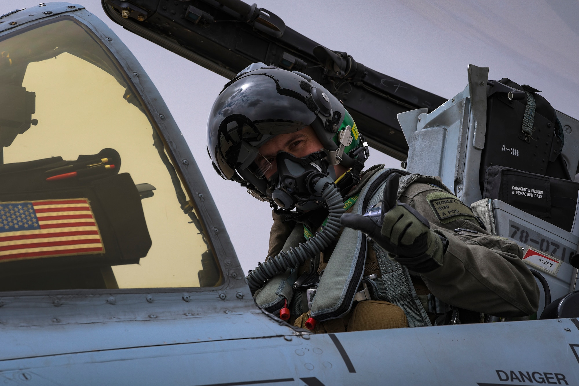 1st Lt. Chris Worley, 25th Fighter Squadron A-10C Thunderbolt II pilot, prepares for takeoff April 22, 2020, at Osan Air Base, Republic of Korea. Amid the COVID-19 global pandemic, the 25th FS follows the United States Forces-Korea’s health protection control measures to preserve their mission capabilities while maintaining a high state of readiness to protect the ROK. (U.S. Air Force photo by Staff Sgt. Greg Nash)