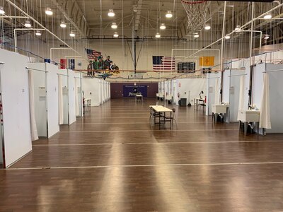 The New Mexico National Guard helped set up this 50-bed alternate care facility in Gallup that began accepting patients April 25, 2020. Guard members also established a 200-bed temporary hospital in Gibson.