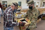 Virginia National Guard Soldiers assigned to the 229th Brigade Engineer Battalion, 116th Infantry Brigade Combat Team, deliver food from the Fredericksburg Regional Food Bank to the food pantry at Massaponax Baptist Church April 22, 2020, in Fredericksburg. The VNG has more than 540 personnel actively working or ready to support the Commonwealth of Virginia’s COVID-19 response.