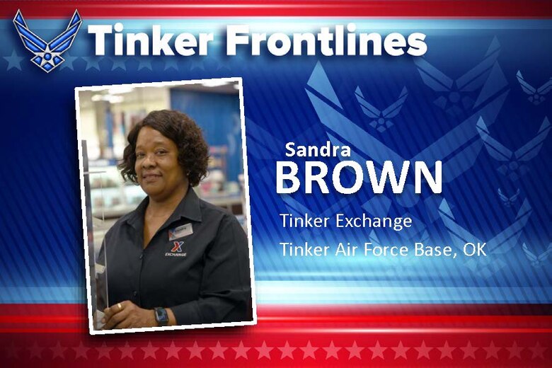 Sandra Brown is a jewelry associate at the Tinker Exchange and has worked on base for almost 25 years. Originally from Bossier City, Louisiana, Brown calls Midwest City her home. She enjoys church, reading her Bible, shopping and spending time with family and working with her co-workers.