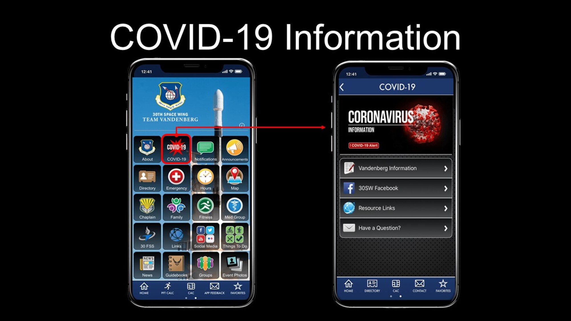 These slides describe how to add 30th Space Wing on the AF Connect app