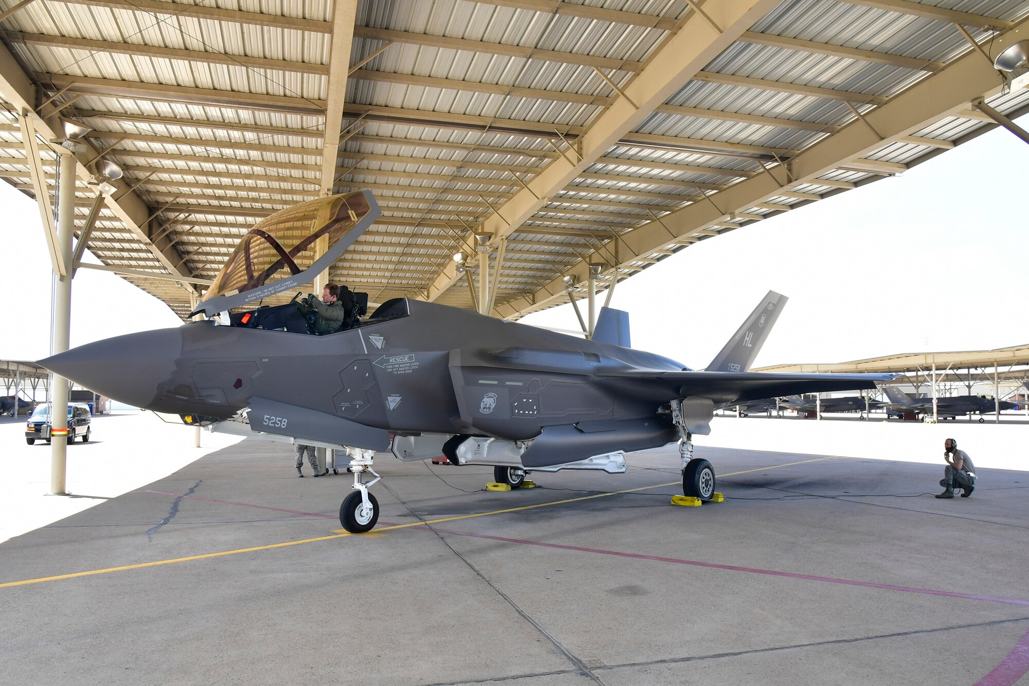 A photo of an F-35A taking of from Hill Air Force Base, Utah.