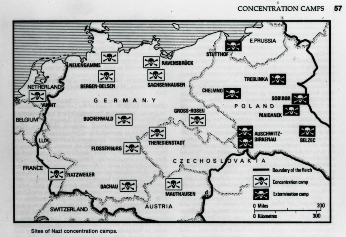 Map of concentration camp locations