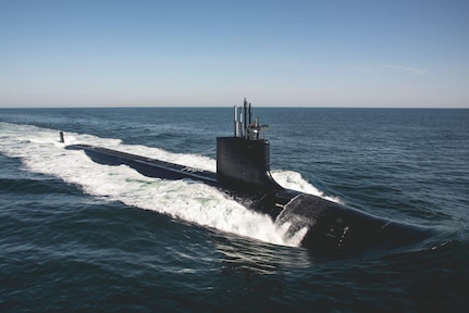 ATLANTIC OCEAN (Aug. 31, 2019) -- File photo of Virginia-class submarine future USS Delaware (SSN 791) at sea for sea trials. Photo By:  Ashley Cowan courtesy Huntington Ingalls Industries/RELEASED.