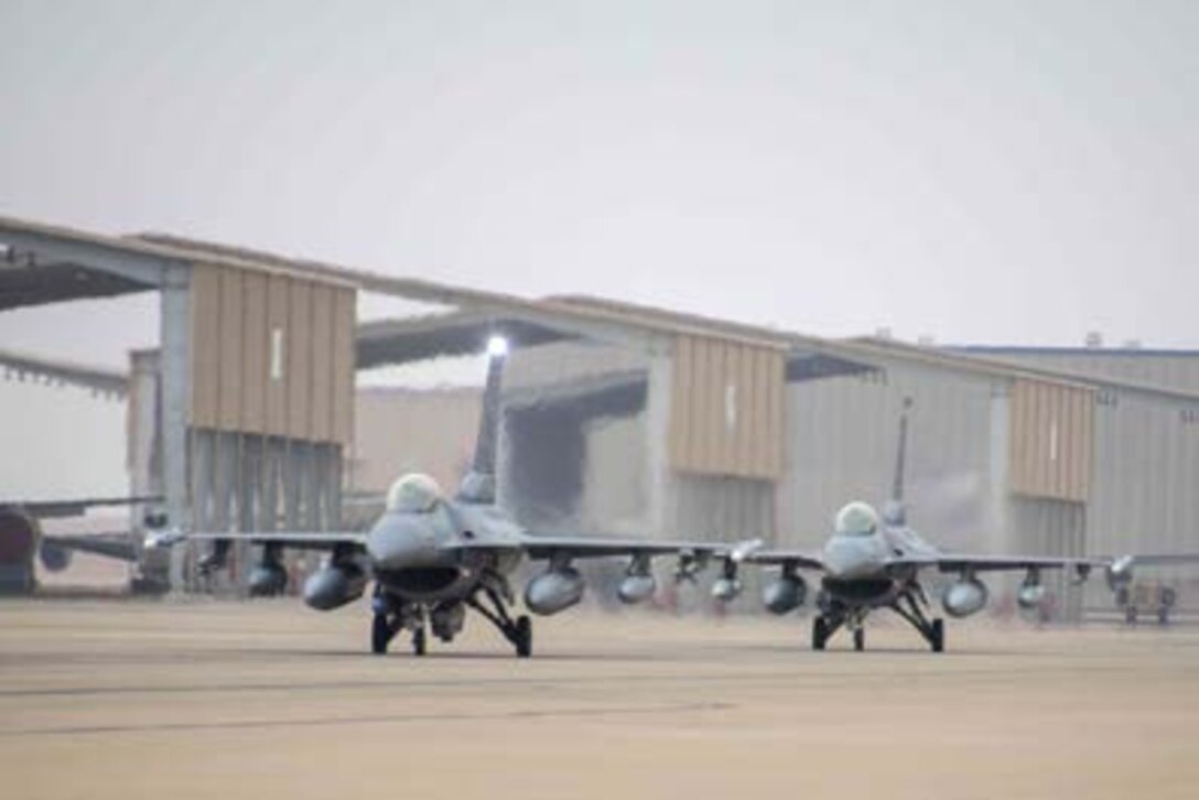 The 555th Expeditionary Fighter Squadron prepares to leave Prince Sultan Air Base, Kingdom of Saudi Arabia.