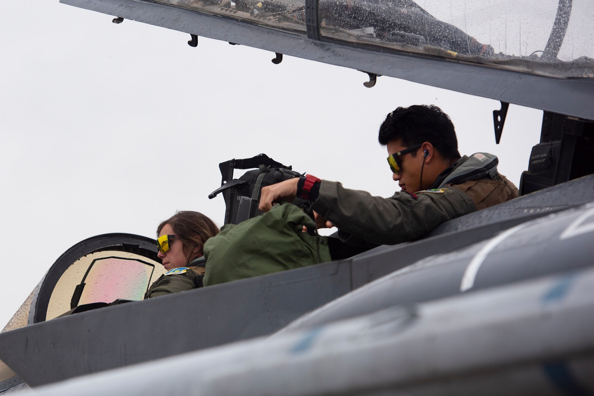 48th Operations Group aircrew return from a training flight at Royal Air Force Lakenheath, England, April 28, 2020. Despite the current COVID-19 crisis, the 48th Fighter Wing is committed to staying ready to deliver combat air power when called upon by U.S. Air Forces in Europe-Air Forces Africa. (U.S. Air Force photo by Airman 1st Class Jessi Monte)