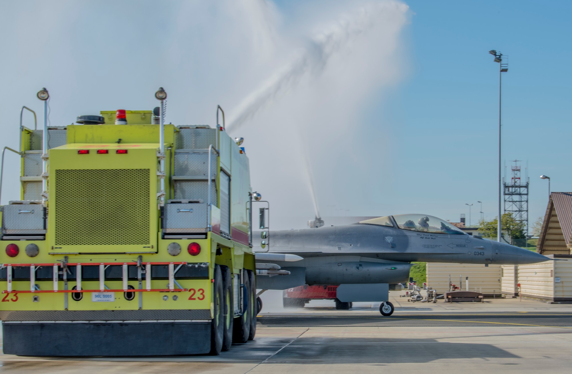 Military fighter jet taxiing.