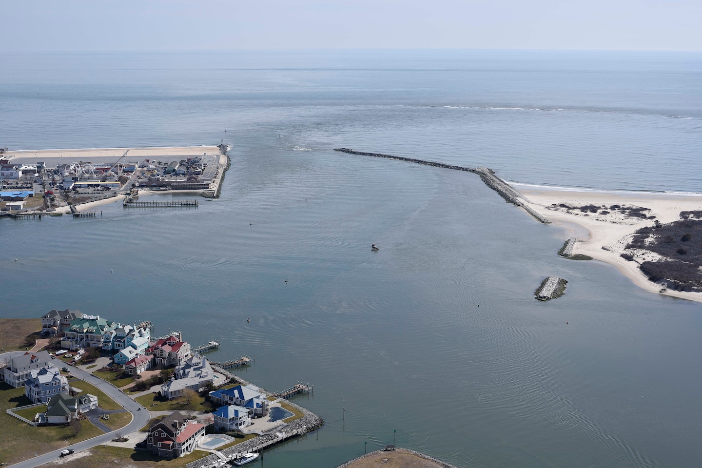 Ocean City Inlet, Maryland, looking towards the Atlantic Ocean.