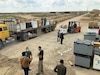 A pallet of basic hygiene and medical supplies is offloaded at Ash Shaddaddi, Syria for detention facilities across northeast Syria the week of April 13, 2020. These supplies are part of a handoff from the Coalition to further support the region’s readiness to prevent the spread of COVID-19.