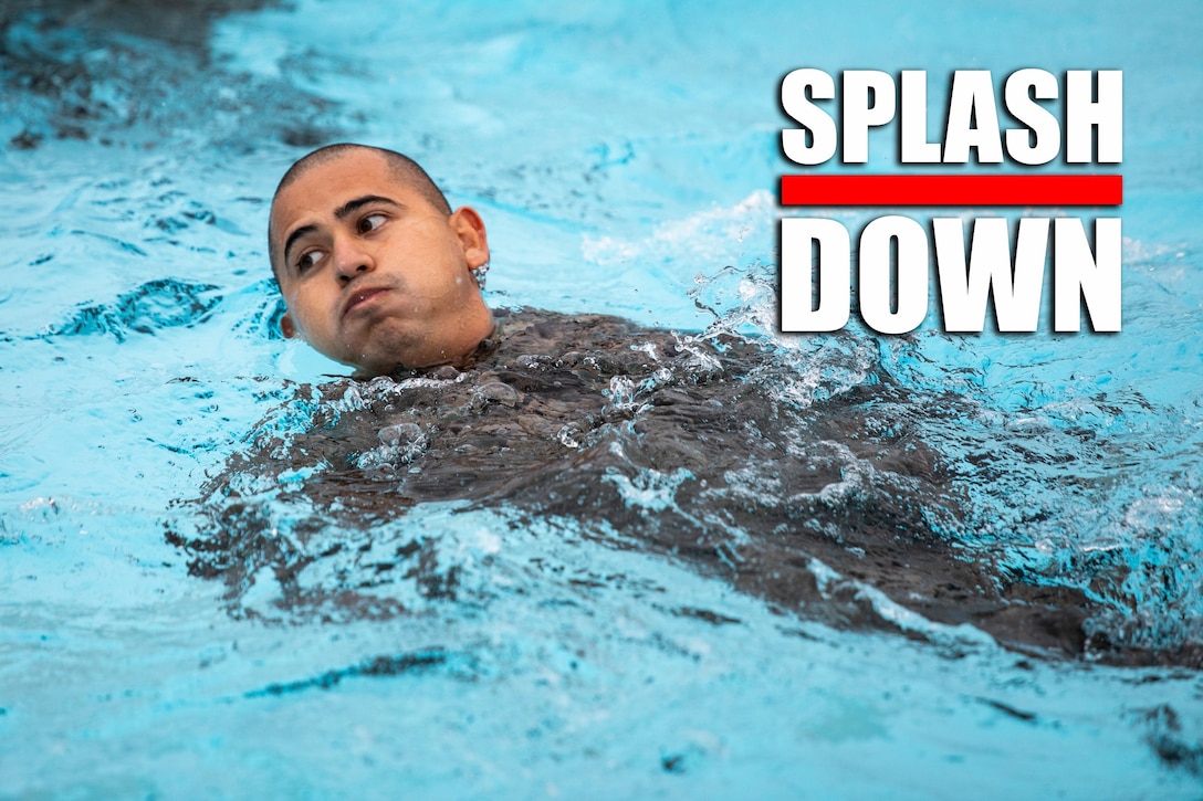 U.S. Marine Corps Sgt. Alexis Garcia swims the 25 meter portion during the basic swim qualification on Camp Foster, Okinawa, Japan, April 23, 2020. Marines with 3rd Marine Logistics Group participated in a swim qualification to remain deployable and maintain overall unit readiness in accordance with the CDC’s guidelines for COVID-19. Garcia, a native of Riverside, California, is a supply warehouse chief with Combat Logistics Regiment 37, 3rd MLG. (U.S. Marine Corps photo by Lance Cpl. Armando Elizalde)