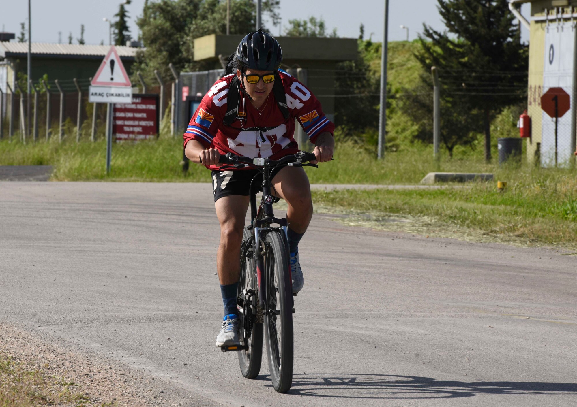 Photo of Airman riding a bike