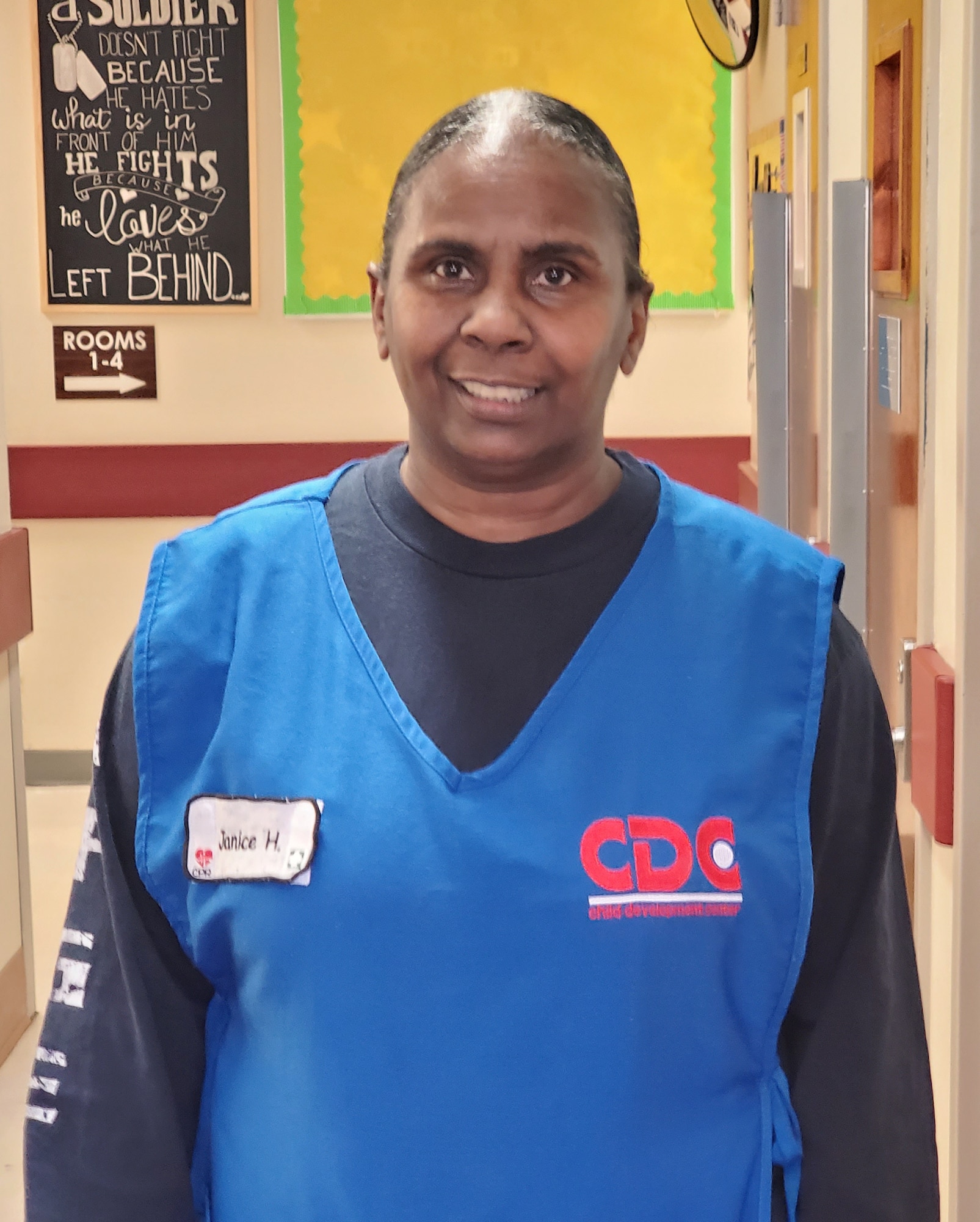 Janice Hill is a child and youth program assistant at the Child Development Center West and has worked at Tinker for 18 years.